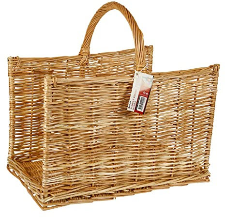 RUECAB - Range-bûches - Panier à bûches de bois, panier de transport pour bois de chauffage en Osier, panier à bûches en Osier - Osier naturel - Modèle MANILA - Dimensions : 51 x 50 x 38cm