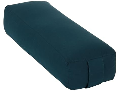 Yogabox Yoga Bolster Rechteckig, Waschbarer Bezug aus 100% Baumwolle, Yogarolle eckig mit Buchweizenschalen - Füllung, Yogakissen groß für Restoratives Yoga, Maße: ca. 60 x 20 x 14 cm, petrol