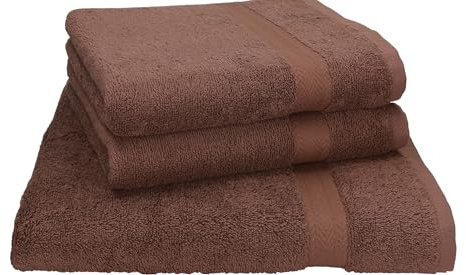 Betz 3-TLG. Strandtuch Saunatuch Badetuch Liegetuch Handtuch Premium Frottee Set 1 Tuch 70x200 cm 2 Tücher 50x100 cm Farbe nussbraun