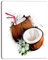 Design Art PT13653-12-20 Kokosnüsse mit Strohhalm, Aquarell, extra groß, Blumenmuster, 30,5 x 50,8 cm