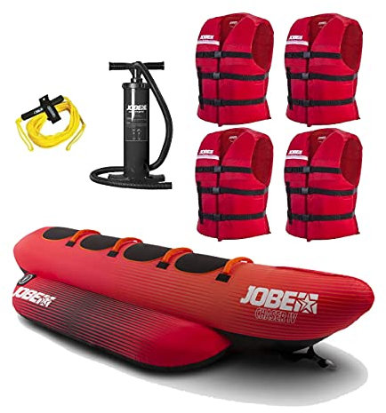 Jobe Chaser 4 Personen Funtube Banane RED mit Leine Pumpe und 4 Westen