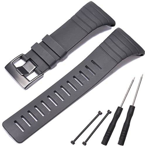 MCXGL Core Replacement Band Compatible with Suunto core Smart Wristband All Black Waterproof Sports Soft Silicone Rubber Strap (Black)