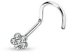 beyoutifulthings Nasen-Piercing KRISTALL Blume Nasen-Ring Nasen-Stecker Spirale Chirurgenstahl Silber Multicolor Stab 0,8/8mm Stein 4mm