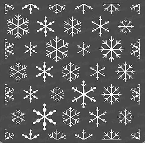 CrafTreat Christmas Snowflake Stencil for Crafts Reusable - Snowflake Background Stencil - Size: 15 x 15 cm - Christmas Stencils for Wood - Christmas Card Making Stencils for Furniture Painting
