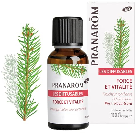 Pranarôm - Diffusables - Parfum D'ambiance Bio Force Et Vitalité - Huiles Essentielles Pour Diffusion Pin Et Ravintsara - Fraicheur Tonifiante Et Stimulante - 30 Ml