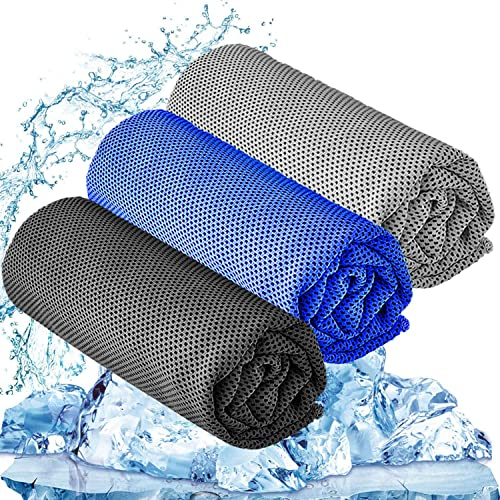 YQXCC Cooling Towel 3 Pcs 120 x 30 cm Microfiber Towel For Instant Cooling Relief, Cool Cold Towel for Yoga Golf Travel Gym Sports Camping Football & Outdoor Sports