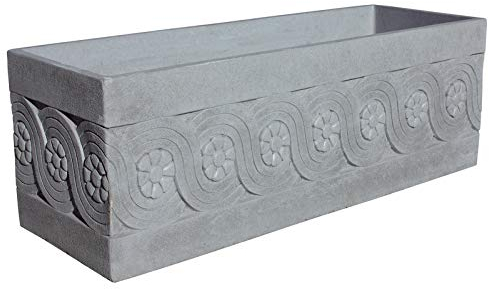 AnaParra Jardinera Rectangular Moderna en hormigón aligerado para Exterior Cenefa 80X29X38cm. Natural Cemento