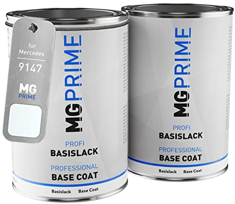 MG PRIME Autolack Set Dose spritzfertig für Mercedes 9147/147 Arktikweiss/Arctic White Grundlack + Basislack 2,0 Liter 2000ml