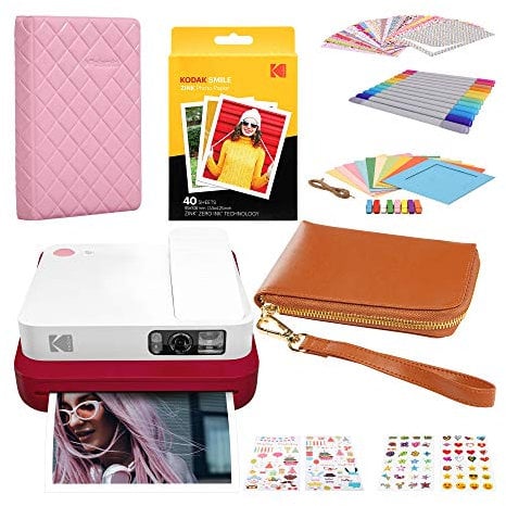 KODAK Smile Classic Digital Instant Camera with Bluetooth (Red) 3X4 Photo Album Kit