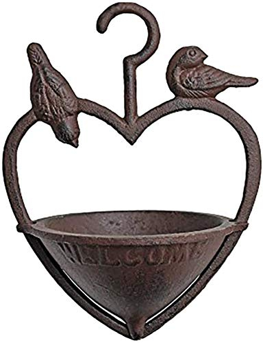 garden mile® Mangeoire à oiseaux en fonte en forme de cœur - Décoration de jardin - Vintage rustique