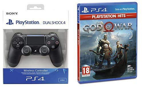 Sony - Dualshock 4 V2 Mando Inalámbrico, Color Negro V2 (PS4) + GOW Hits