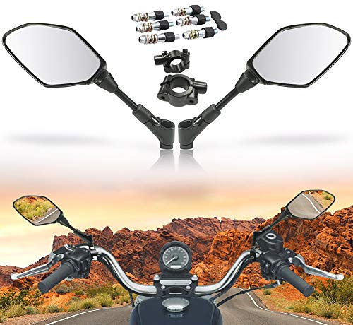 Universal Motorrad Rückspiegel Spiegel Set, ABS 8mm 10mm Motorradspiegel für H0NDA CBR500R / CB500 F/X, YAMA-HA YZF R125 / 125R, MT 125 360°Drehbarer 1 Paar