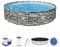 Bestway Power Steel™ Frame Pool, 610 x 132 cm, Komplett-Set mit Filterpumpe, rund, Stein-Optik