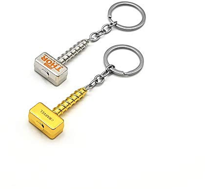 Mjolnir Thor Hammer Bag Charm Keyring Keychain Small Strong & Sturdy Chrome Gold or Silver (Chrome Gold)
