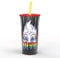 Zak Designs Disney Halloween Rainbow Collection - Vaso de plástico aislado de doble pared para bebidas frías, vaso de viaje con tapa a prueba de salpicaduras y pajilla fabricado con materiales