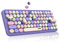 FELiCON 308i Retro Wireless Keyboard, Bluetooth Silent Cute Computer Keyboard with Round Punk Compact 84 keys, Lightweight, Matte Texture,Typewriter Design for PC, Laptop, Mac, Phone-Colorful Purple