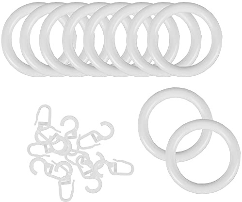 Bestlivings Ringe mit Faltenleghaken (30er Set), Gardinenringe für Universalband/Kräuselband Ø40mm in der Farbe: Weiß