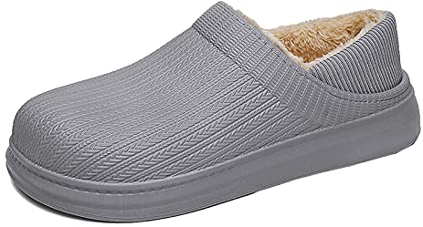 LUCKME Men's Boot Slippers Waterproof EVA Ankle Boot Fleece Lined Slippers Comfy Warm Non Slip Indoor Outdoor House Slippers Autumn Winter Walking Shoes Size 5.5-8.5