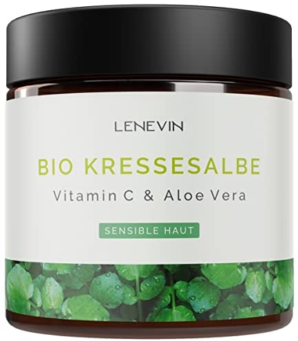 Lenevin® BIO Kressesalbe gegen Altersflecken bei sensibler Haut - Creme gegen Pigmente mit Aloe Vera Basis, Vitamin C, Granatapfel & Ingwer - Made in Germany, vegan, tierleidfrei, nachhaltig, 100ml