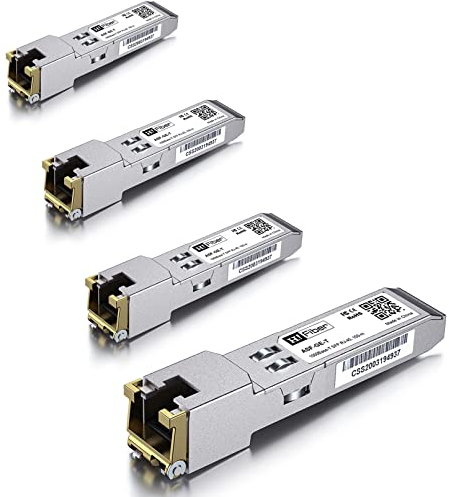 4 Stück, 1000BASE-T SFP Transceiver, SFP zu RJ45, 1.25G Kupfer SFP zu Ethernet Modul Kompatibel mit Cisco GLC-T/SFP-GE-T, MA-SFP-1GB-TX, Ubiquiti UniFi UF-RJ45-1G, Mikrotik S-RJ01, Netgear AGM734...