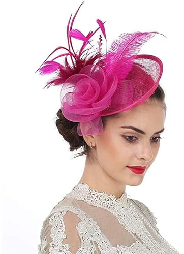 XINCHIA Ladies Flower Feather Fascinator Hat Veil Net Headband Clip Pillbox Hat Wedding Bridal Hair Clip Headpiece Top Hat Race Ascot Cocktail Tea Party Headwear Bowler Hat Banquet Hair Accessories