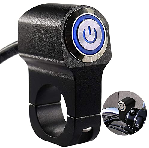 RUNCCI-YUN Pulsador Interruptores 12V,Interruptor Motocicleta 12V Interruptor de Manillar de 22mm,Interruptor de Faro de Motocicleta Interruptores de Faros Antiniebla (Azul)