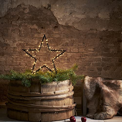 MARELIDA LED Gartenstecker Stern - stehend - warmweiße LED - inkl. Kabel - Timer - für Außen (H: 73cm - 140 LED)
