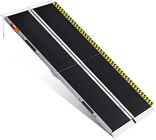 VNN Tragbare Rollstuhlrampe 1,8 m, rutschfeste Aluminium-Klapprampe, Türschwelle, Rollstuhlrampe für Zuhause, Auto, Türen, Bordsteine, Treppen