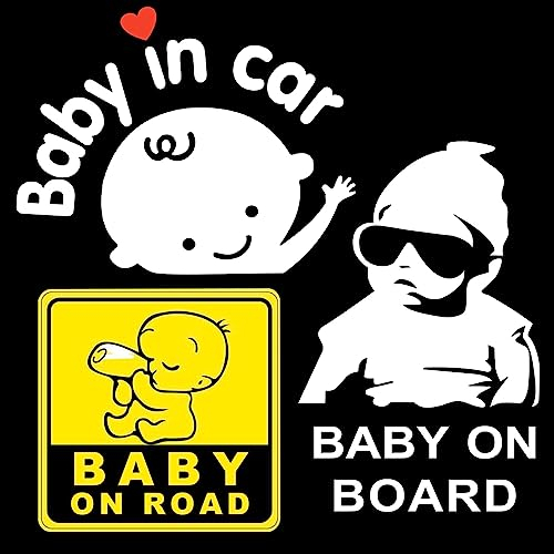 Baby on Board Aufkleber Auto, 3-Pack Reflektierende Baby an Bord Auto Warnschilder Neuheit Auto Aufkleber Kinder Baby on Board Schild für Auto für Auto Fensterkörper