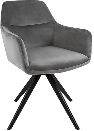 Kick Collection Drehstuhl Tom - Grau - Modern und Hochwertig - Samtstoff und Metall - Erhältlich in vielen Farben
