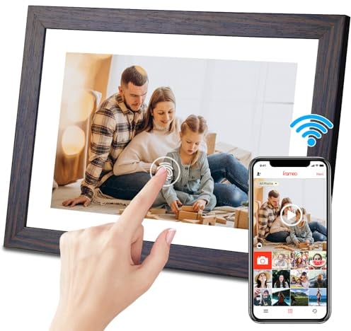 Hesmor Frameo Digital Photo Frame WiFi, 10.1 Inch Frameo Digital Picture Frame, 1280x800 IPS LCD Touch Screen, Auto-Rotat Built in 32GB Storage Electronic Photo Frame Share Photos Videos Anywhere