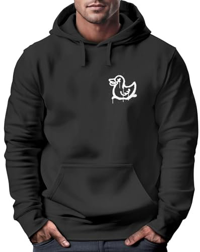 Neverless® Hoodie Herren Print Aufdruck Motiv Kapuzen-Pullover Männer Fashion Streetstyle schwarz 3XL