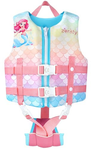 Zeraty Chaleco de Natación para Niños Pequeños con Correa de Ajustable Edad 1-9 años / 22-50 lbs (Mermaids, M(Age Recommend 3-6 Years))