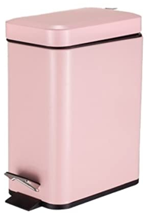 Cubo de Basura Cubo De Basura De Metal Para Dormitorio Cubo De Basura Pedal Rectangular Caja De Papel De Desecho Cubo De Basura Para El Hogar para Cocina y Hogar ( Color : Rosa , Size : 14*22.8*29cm )