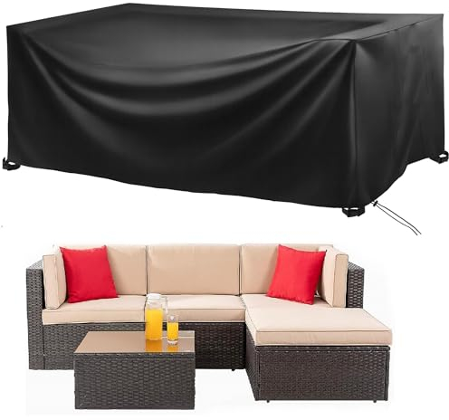 Abdeckung Für Gartenmöbel Wasserdicht 260x75x80cm Schwarz Abdeckplane Für Gartenmöbel-Gartentischabdeckplane-Wasserdicht Winterfest -Winddicht Uv Beständiges Schutzhülle Für Loungemöbel Sitzgruppe