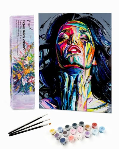 Bougimal Peinture par Numéro Adulte popularité avec Pinceaux et Acryliques Bricolage Peintures Kits, pour la Décoration Intérieure maison, Femme 1, 28x35cm(sans Cadre)