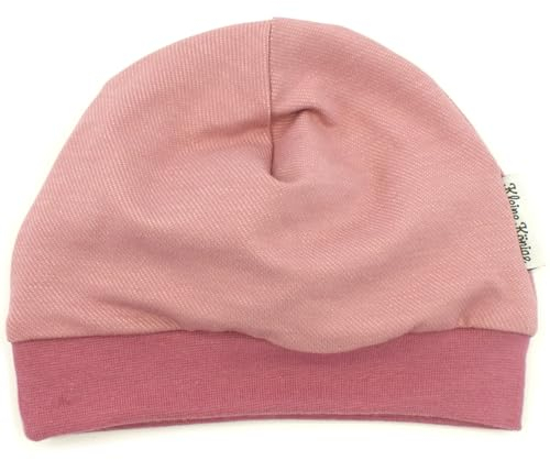 Kleine Könige Mütze Baby Mädchen Beanie · Modell Uni jeansjersey Altrosa, Beere · Ökotex 100 Zertifiziert · Größe 74/80