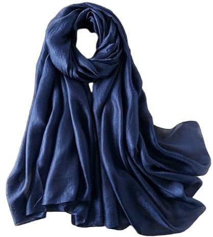 Lina & Lily Damen Langer Schal Stola Federleicht mit Glanz-Schimmer (Marineblau)