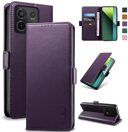 Yunubeyii Funda para Xiaomi Redmi Note 13 Pro 5G - [RFID Bloqueador] Carcasa de Cuero PU, Magnético Libro Tipo Flip Capa,Soporte Plegable con Tarjetero,Morado