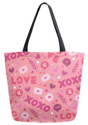 Strandtasche Wort Xoxo Mit Herz Einkaufstaschen Aesthetic Stofftasche Ideal Tragetasche Für Reise Einkaufen Feiertags 40X50cm