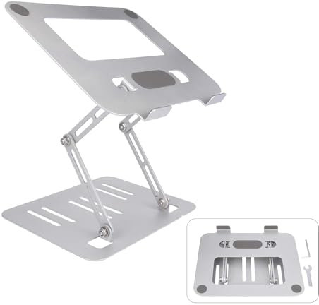 QIUMIN Laptop Ständer Höhenverstellbar, Laptop Stand Halterung mit Allen Notebook von 10 bis 17, Stabil und rutschfest (Silber Grau)