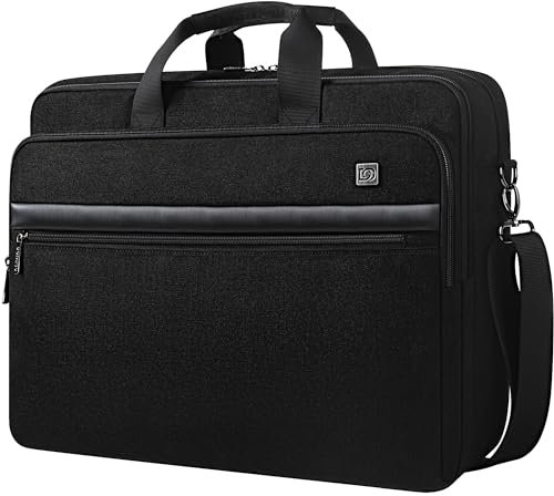DOMISO 17.3 Inch Laptop Bag for Business, TSA-Friendly Waterproof Messenger Briefcase Large Capacity Computer Bag for Dell/HP/Lenovo, Black