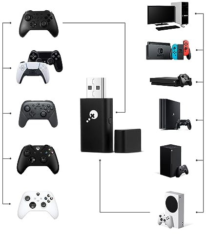 AKNES GuliKit Goku USB Adaptador Mando Inalámbrico, Dongle para Xbox Series X|S y Xbox One Controller(Bluetooth Ver.), Switch Pro / PS4&PS5 Controller, Juega en Xbox One/Series X|S/PS4/Switch/PC/iOS