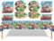 Ptydecta Vajilla Cumpleaños,Decoracion Cumpleaños,Platos Cumpleaños Servilletas Mantel,Adecuados para 20 Personas (J1)