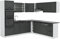 Vicco Eckküche R-Line, Küchenzeile in L-Form, Anthrazit Landhaus/Weiß, 237 x 60 cm, AP Marmor