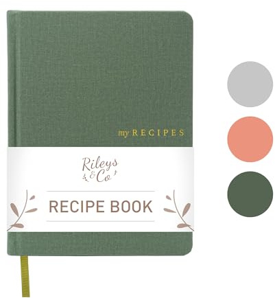 Rileys & Co. Green Recipe Book to Write in Your Own Recipes | Blank Recipe Books to Write In | Recipe Journal | Recipe Notebook | Blank Cookbook for DIY Recipes (8x6 in / 20 x 15 cm)