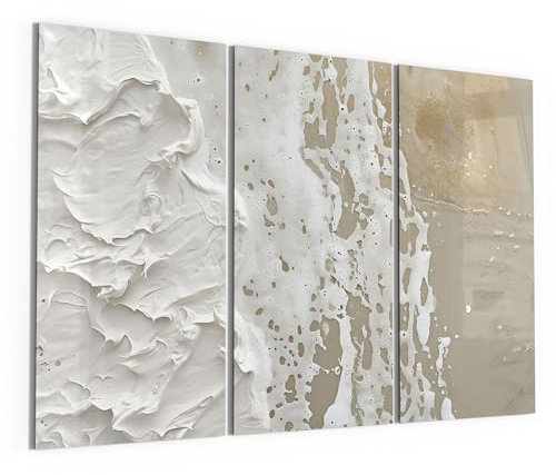 DEQORI Glasbilder Echtglas | Motiv Abstrakte Leichtigkeit | horizontal 3-teilig 3x50x100 cm | große XXL Deko | Wandbilder für Wohnzimmer, Schlafzimmer, Flur & Küche | moderne Wanddeko