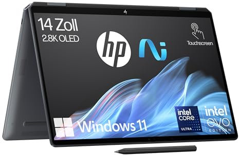 HP OmniBook Ultra Flip Next Gen AI Laptop | Intel Core Ultra 7 258V | dedizierte NPU für KI | 47 NPU TOPS | Copilot+ PC | 14 2,8K OLED Touchscreen | 32GB | 2TB SSD | QWERTZ | Win11 | Eclipse Gray
