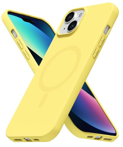 LoeoeL for iPhone 13 Mini/ 12 Mini Case Silicone Mag Safe, Compatible with Magsafe Ultra Slim Thin Magnetic Phone Case for Women Girls, Soft Rubber Gel Matte TPU Solid Color Minimalist Cover, Yellow