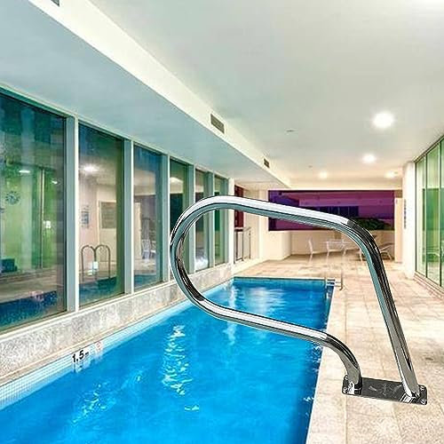 Barandilla De Escalera De Piscina De 1ps, Pasamanos De Piscina De Acero Inoxidable 304 con Base De Montaje Rápido, Barandillas De Piscina Plateadas